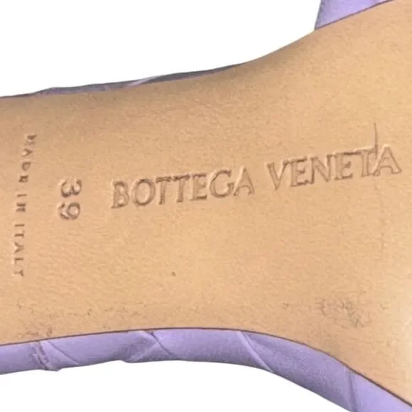 New Bottega Veneta Lido Heeled Leather Square Toe Sandals EU 39/ US 9 Lavender - Picture 8 of 9